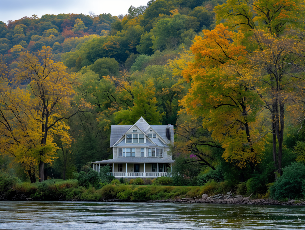 Beautiful farmhouse in a serene landscape